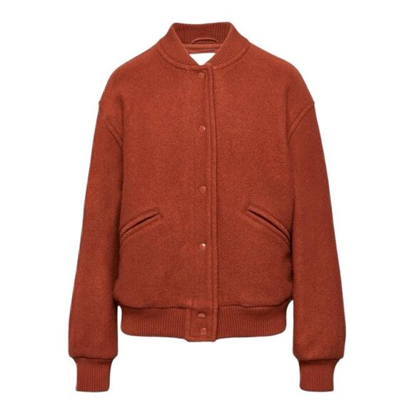 Aritzia Wilfred Merino Wool Josie Bomber Jacket Rich Cooper Sz 2 Small/Medium - Picture 2 of 13